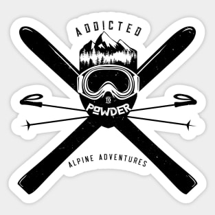 ADDICTED TO POWDER DISTRESSED SKI BADGE Sticker